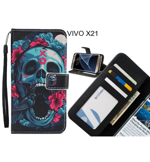 VIVO X21 case 3 card leather wallet case printed ID