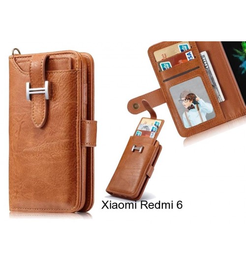 Xiaomi Redmi 6 Case Retro Leather Case Multi Cards Cash Pocket - Brown