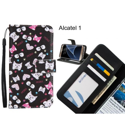 Alcatel 1 case 3 card leather wallet case printed ID