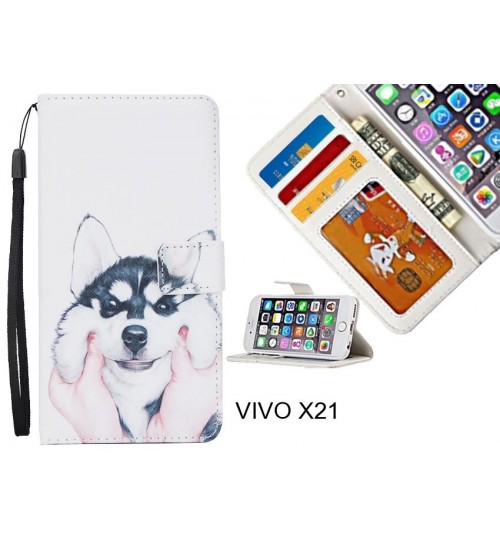 VIVO X21 case 3 card leather wallet case printed ID