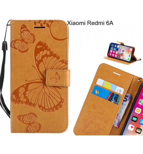 Xiaomi Redmi 6a Case Embossed Butterfly Wallet Leather Case - Brown