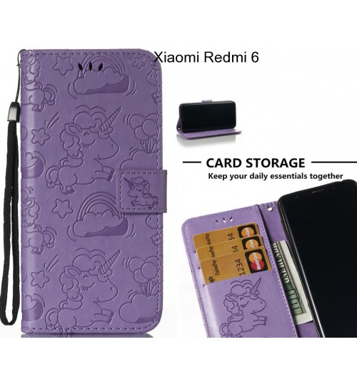 Xiaomi Redmi 6  Case Leather Wallet case embossed unicon pattern