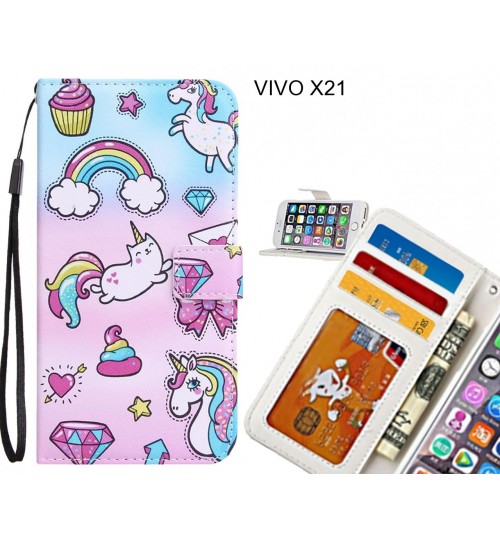 VIVO X21 case 3 card leather wallet case printed ID