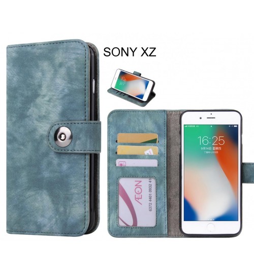 Sony Xz Case Retro Leather Wallet Case - Blue