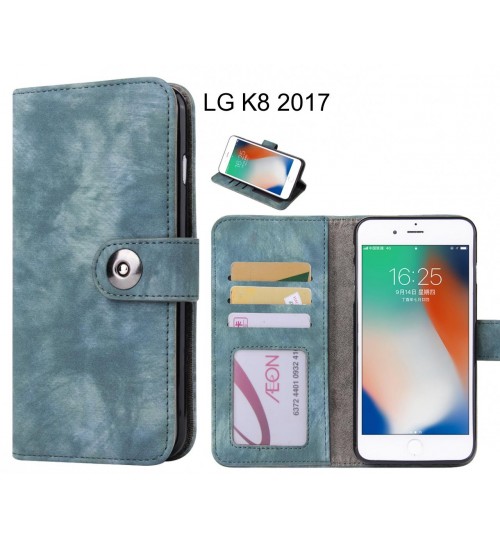 Lg K8 2017 Case Retro Leather Wallet Case - Blue