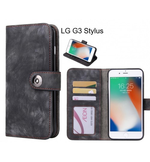 Lg G3 Stylus Case Retro Leather Wallet Case - Black