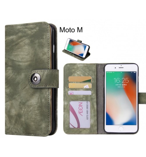 Moto M case retro leather wallet case