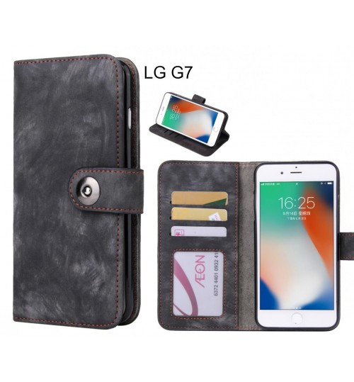 Lg G7 Case Retro Leather Wallet Case - Black