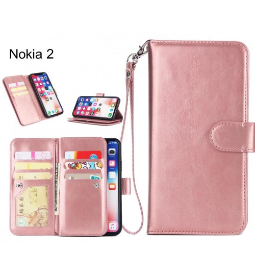 Nokia 2 Case triple wallet leather case 9 card slots