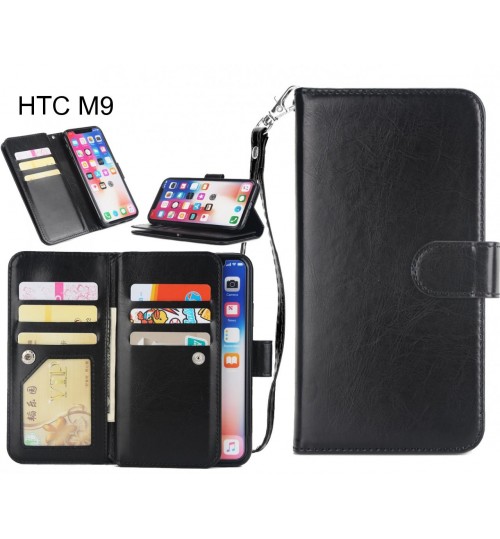 HTC M9 Case triple wallet leather case 9 card slots
