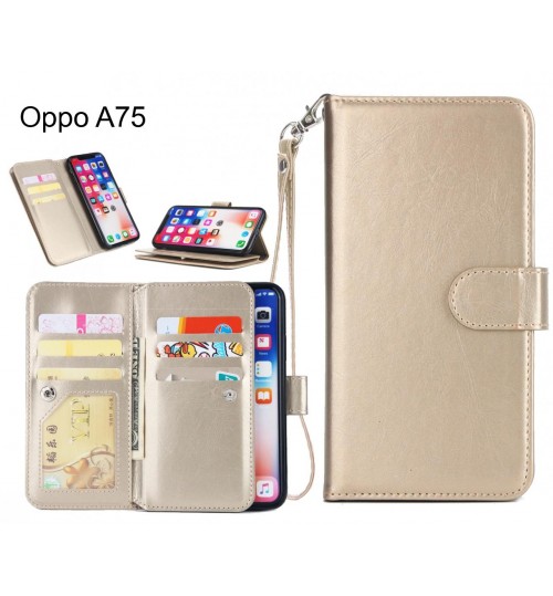 Oppo A75 Case triple wallet leather case 9 card slots