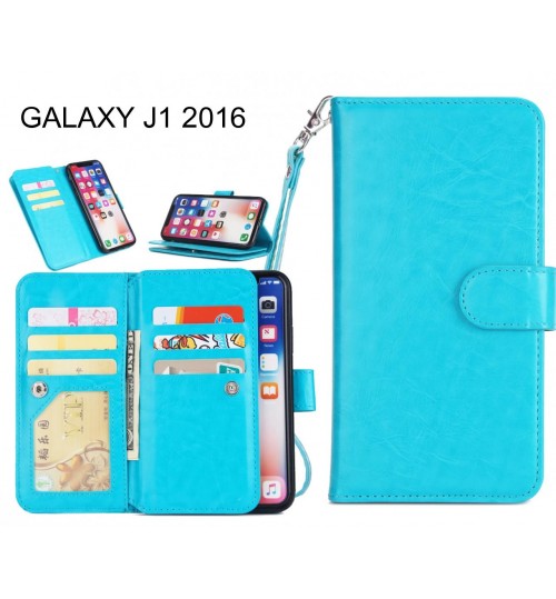 Galaxy J1 2016 Case Triple Wallet Leather Case 9 Card Slots - Blue