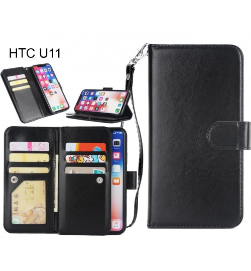 HTC U11 Case triple wallet leather case 9 card slots