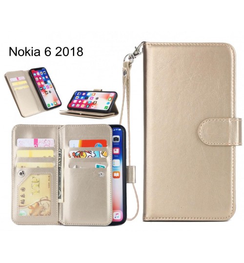 Nokia 6 2018 Case triple wallet leather case 9 card slots