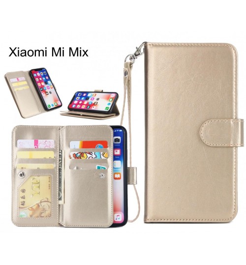 Xiaomi Mi Mix Case Triple Wallet Leather Case 9 Card Slots - Gold