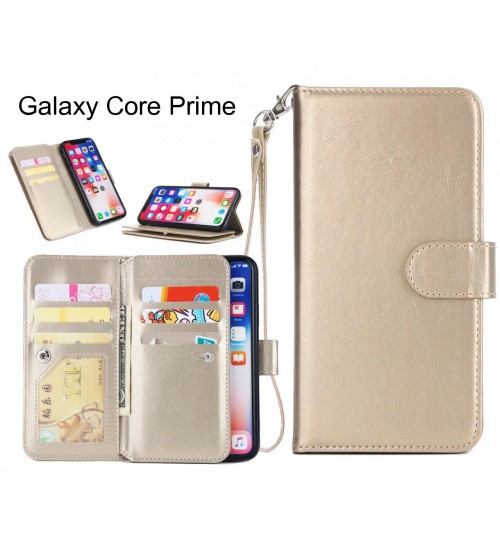 Galaxy Core Prime Case Triple Wallet Leather Case 9 Card Slots - Gold