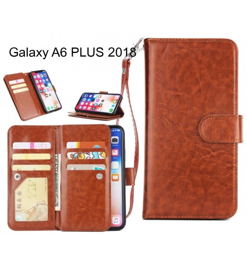 Galaxy A6 Plus 2018 Case Triple Wallet Leather Case 9 Card Slots - Brown
