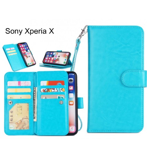 Sony Xperia X Case triple wallet leather case 9 card slots