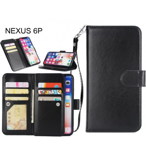 NEXUS 6P Case triple wallet leather case 9 card slots
