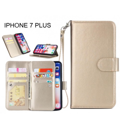 IPHONE 7 PLUS Case triple wallet leather case 9 card slots