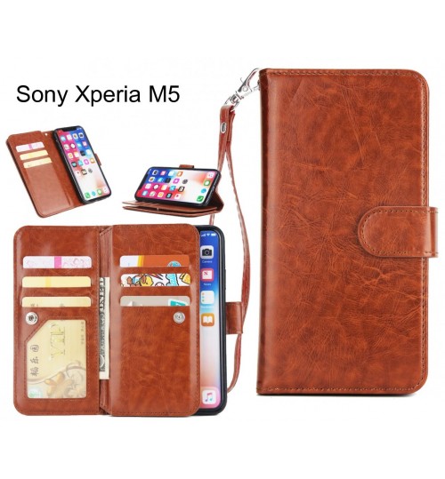 Sony Xperia M5 Case triple wallet leather case 9 card slots