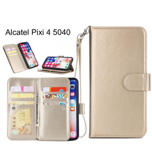 Alcatel Pixi 4 5040 Case triple wallet leather case 9 card slots