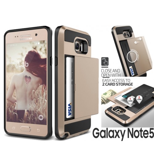 Galaxy Note 5 impact proof hybrid case card holder