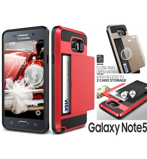 Galaxy Note 5 impact proof hybrid case card holder