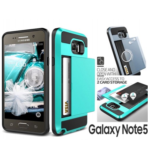 Galaxy Note 5 impact proof hybrid case card holder