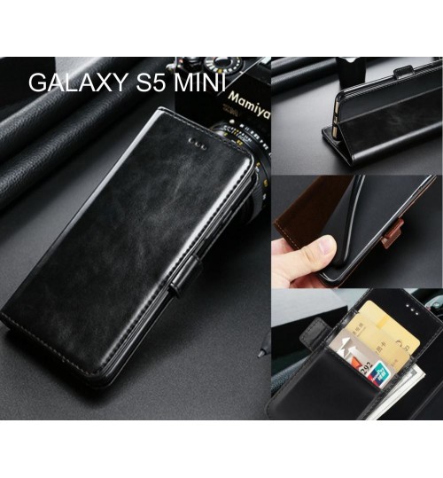 Galaxy S5 Mini Case Premium Fine Leather Wallet Case - Black