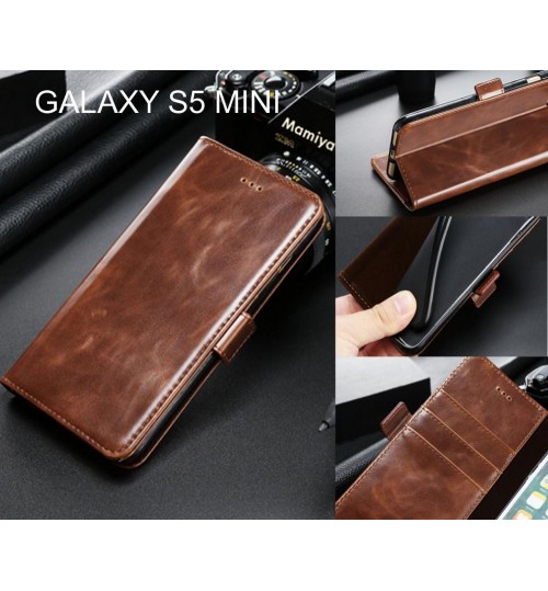 Galaxy S5 Mini Case Premium Fine Leather Wallet Case - Brown
