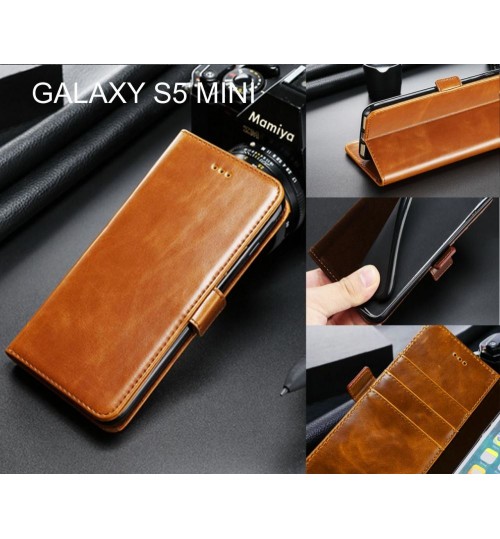 Galaxy S5 Mini Case Premium Fine Leather Wallet Case - Light Brown