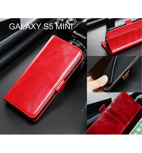 Galaxy S5 Mini Case Premium Fine Leather Wallet Case - Red