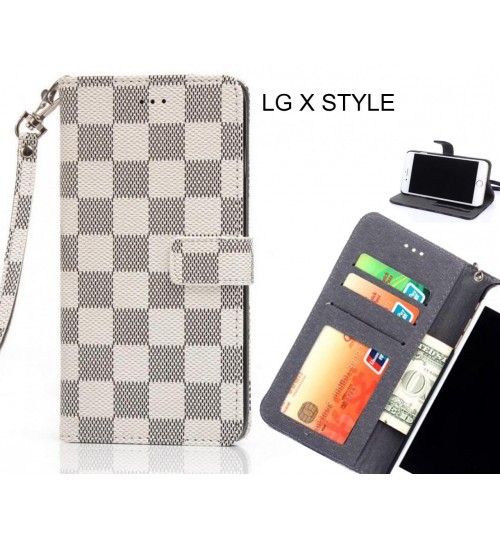 LG X STYLE Case Grid Wallet Leather Case