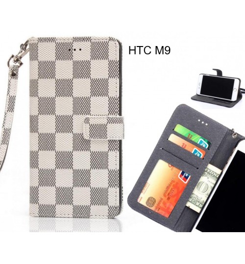 HTC M9 Case Grid Wallet Leather Case