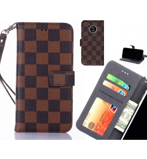 Moto G5 Case Grid Wallet Leather Case