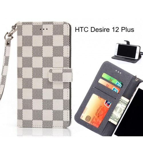 HTC Desire 12 Plus Case Grid Wallet Leather Case