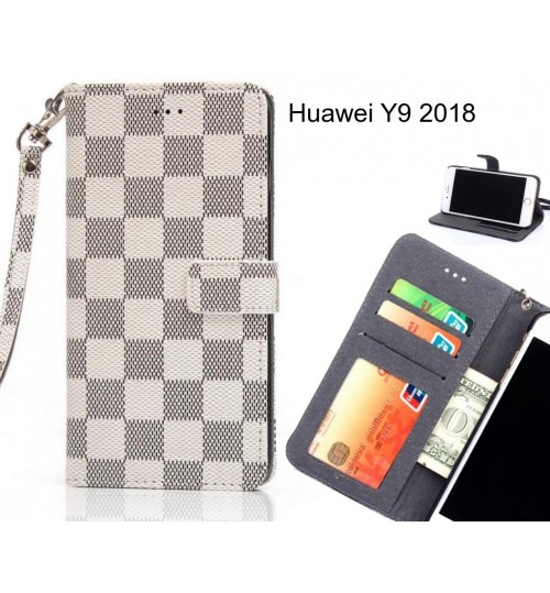 Huawei Y9 2018 Case Grid Wallet Leather Case - White
