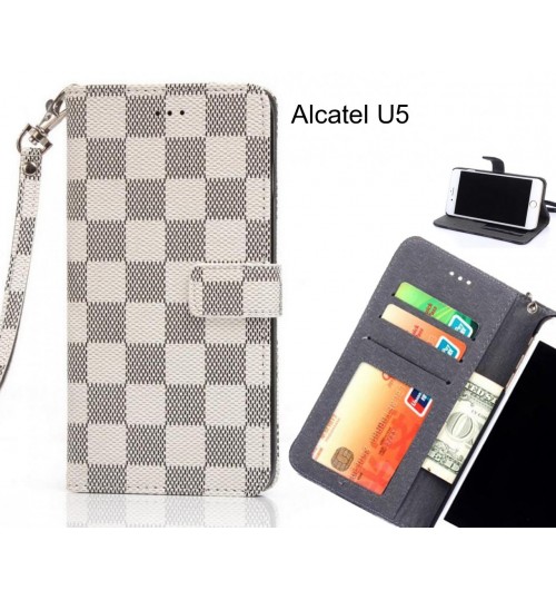 Alcatel U5 Case Grid Wallet Leather Case