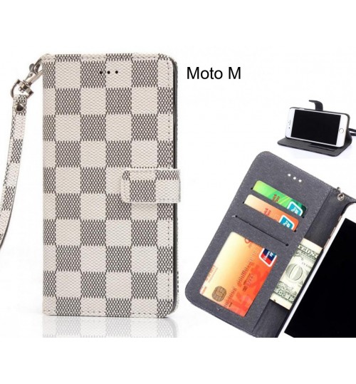 Moto M Case Grid Wallet Leather Case