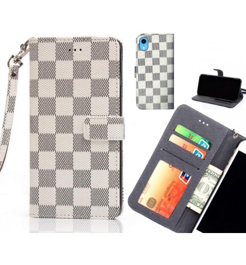 iPhone XR Case Grid Wallet Leather Case