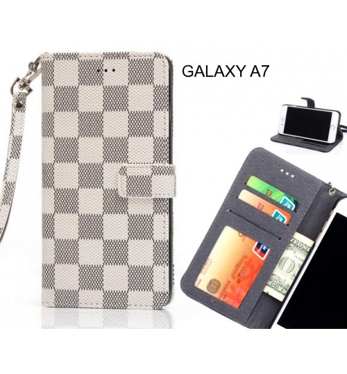 GALAXY A7 Case Grid Wallet Leather Case