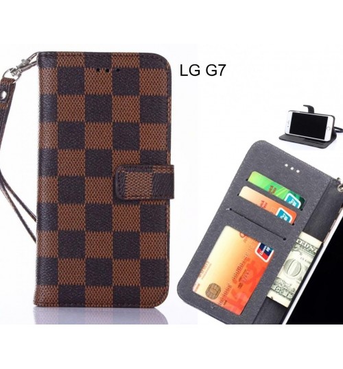 LG G7 Case Grid Wallet Leather Case