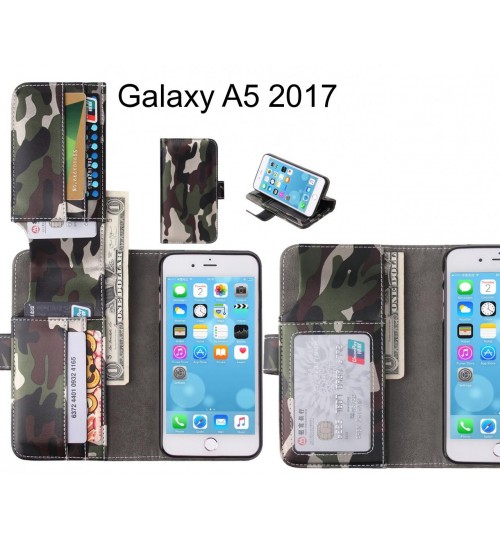 Galaxy A5 2017 Case Wallet Leather Flip Case 7 Card Slots - Green