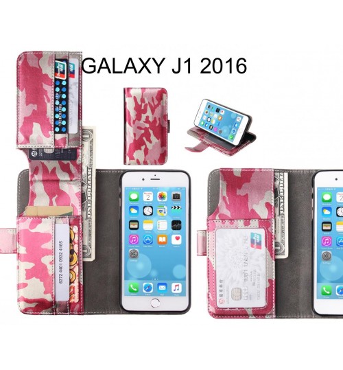 Galaxy J1 2016 Case Wallet Leather Flip Case 7 Card Slots - Pink