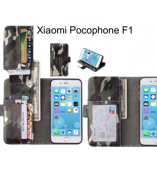 Xiaomi Pocophone F1 Case Wallet Leather Flip Case 7 Card Slots - Green