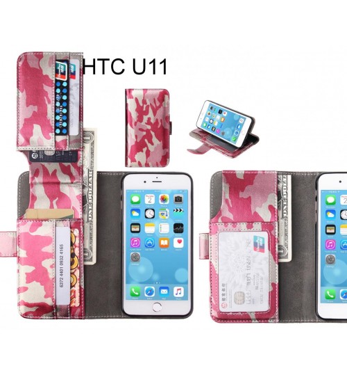 Htc U11 Case Wallet Leather Flip Case 7 Card Slots - Pink