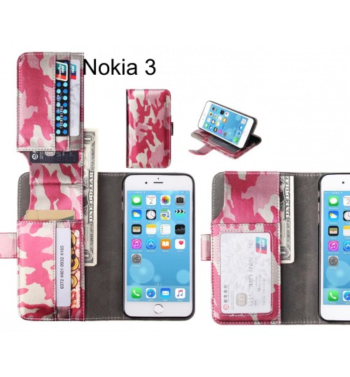 Nokia 3 Case Wallet Leather Flip Case 7 Card Slots - Pink