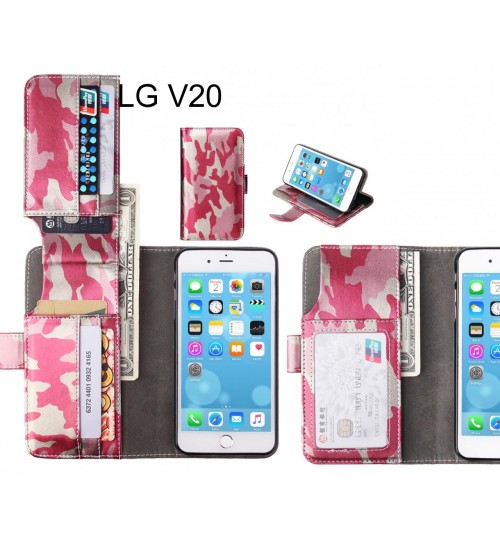 Lg V20 Case Wallet Leather Flip Case 7 Card Slots - Pink