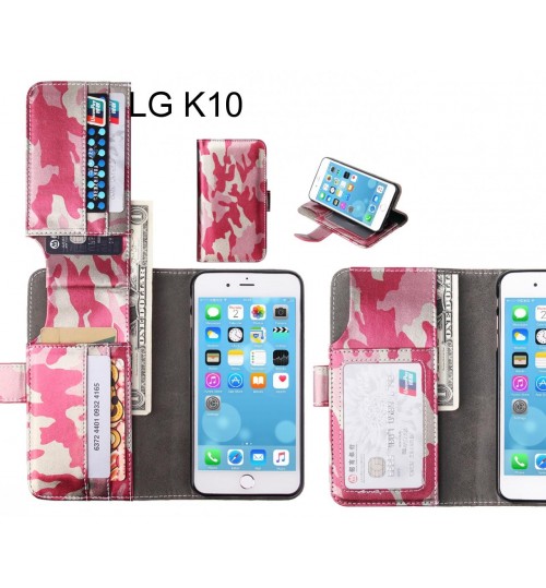 Lg K10 Case Wallet Leather Flip Case 7 Card Slots - Pink